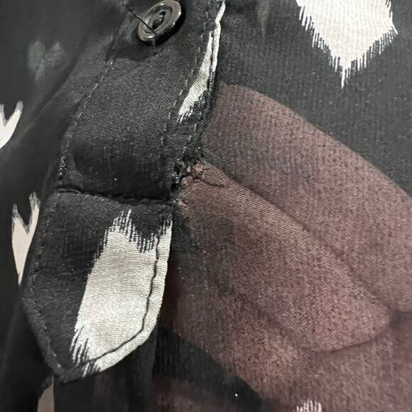 A’gaci A’gaci A’gaci Size Large Black and Cream Heart Design Sheer Blouse Top - Picture 4 of 7